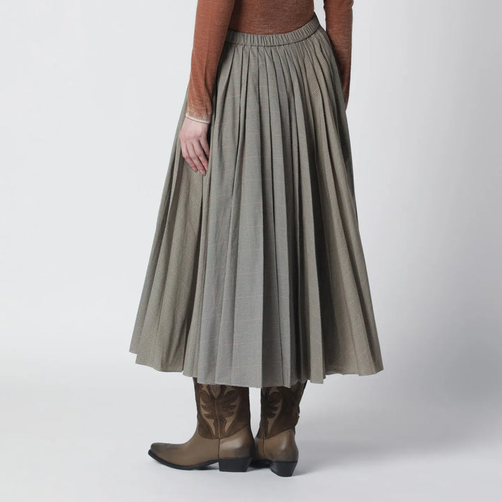 6397 - Checked pleated midi skirt Brand Skirts
