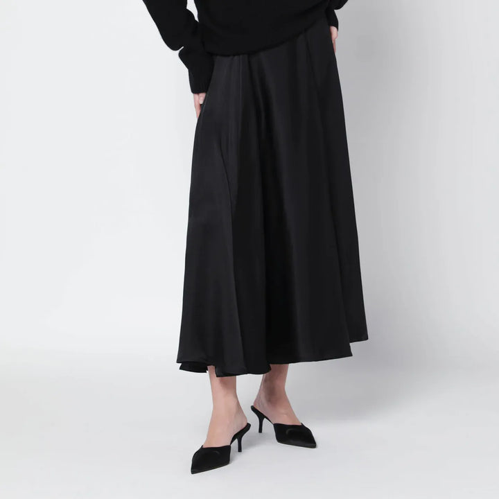 ANINE BING - Black Christina silk-blend midi skirt Brand Skirts S