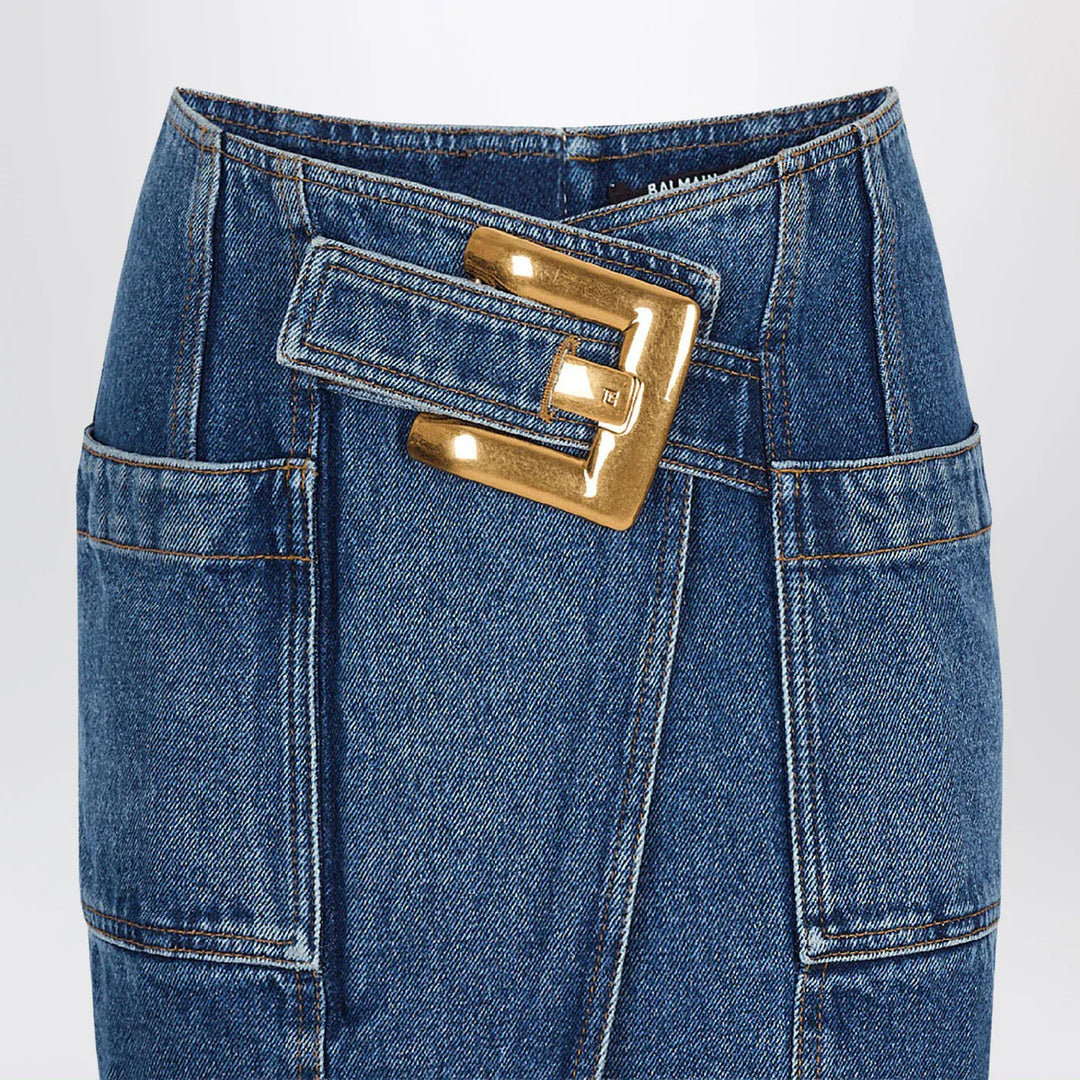 Balmain - Denim skirt with belt Brand Skirts