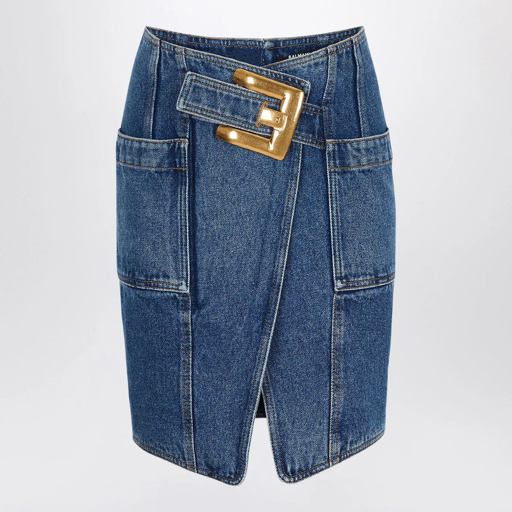 Balmain - Denim skirt with belt Brand Skirts 40  FR