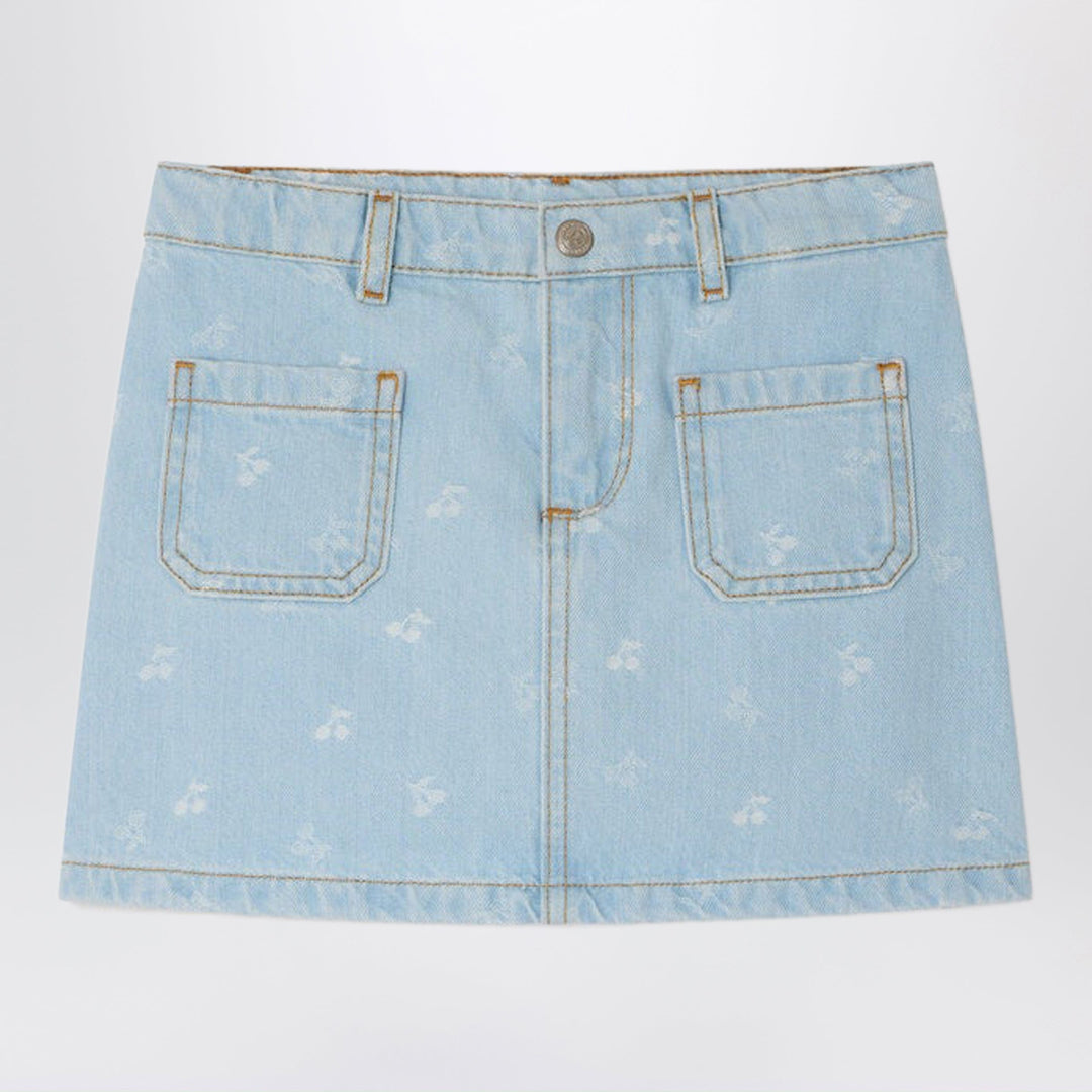 Skirts Bonpoint - Tison denim skirt with jacquard cherries Brand
