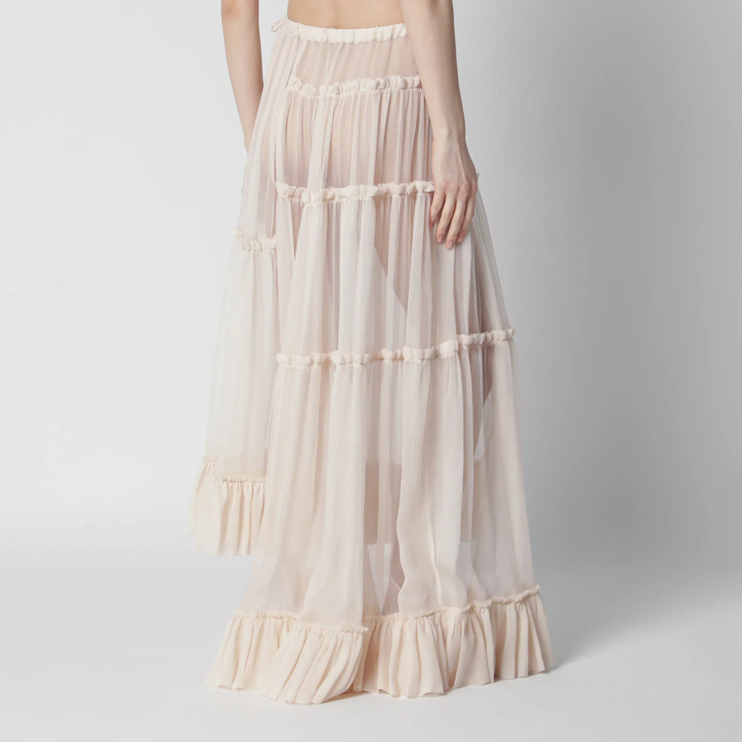 Dries Van Noten - Écru semi-sheer silk skirt Brand Skirts