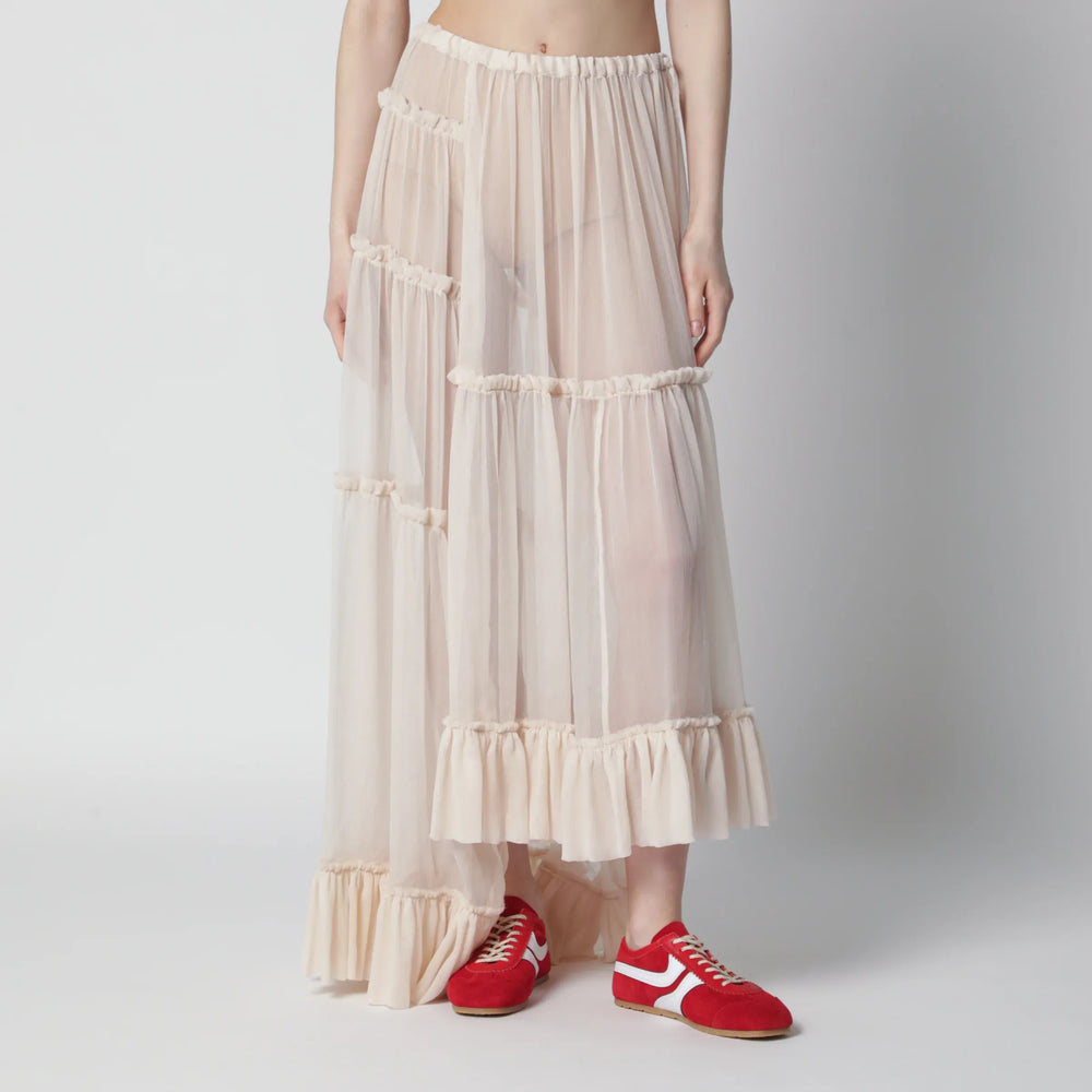 Dries Van Noten - Écru semi-sheer silk skirt Brand Skirts 38  FR