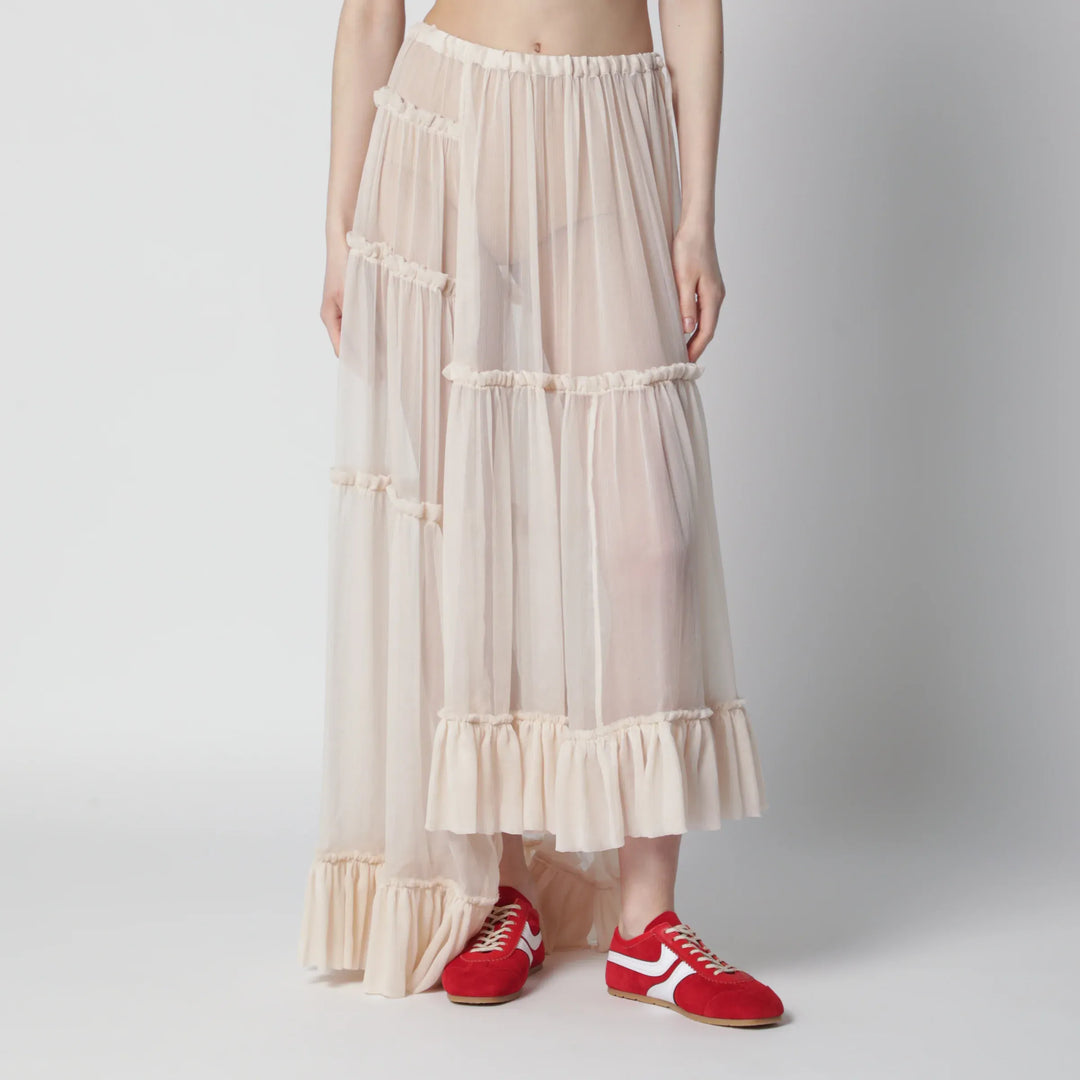 Dries Van Noten - Écru semi-sheer silk skirt Brand Skirts 38  FR