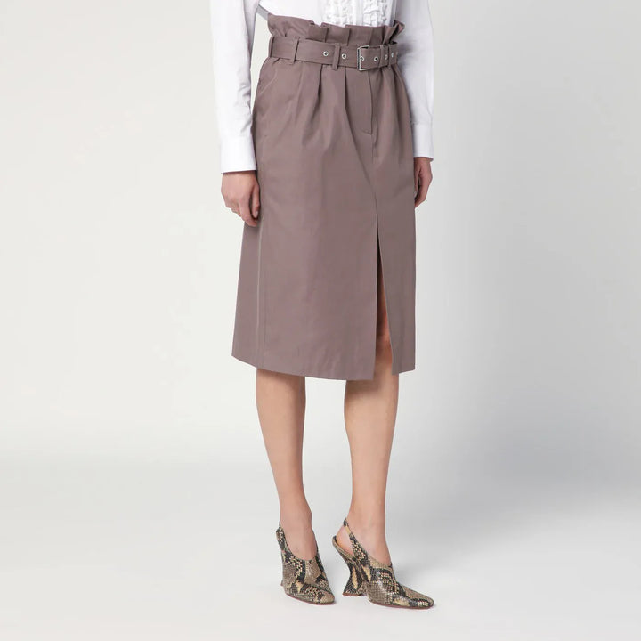 Dries Van Noten - Taupe skirt in cotton with belt Brand Skirts
