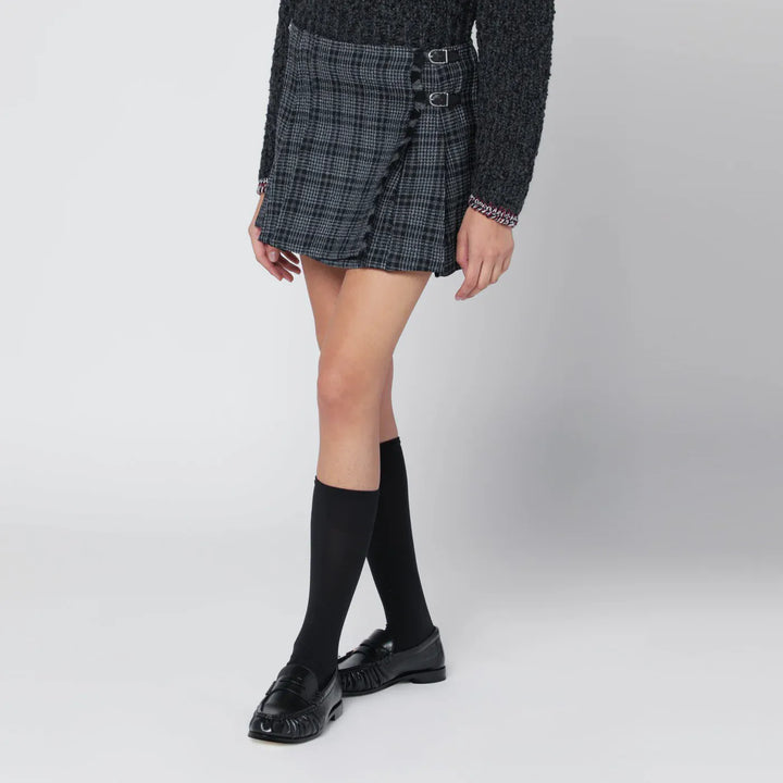 Durazzi Milano - Black/white check kilt mini skirt Brand Skirts 42  IT