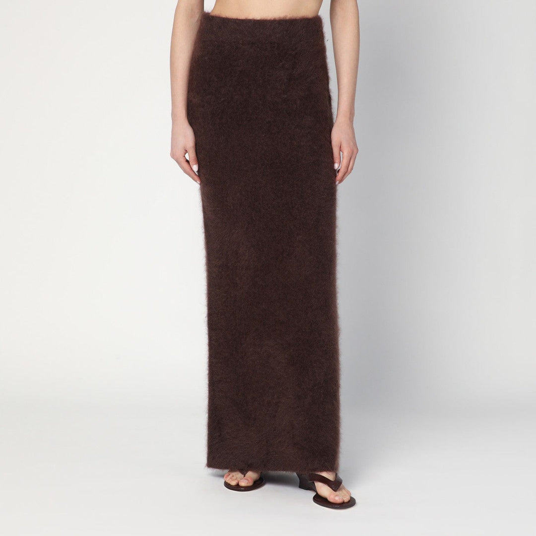 Skirts Soft Goat - Long Mocha-coloured brushed cashmere skirt Brand