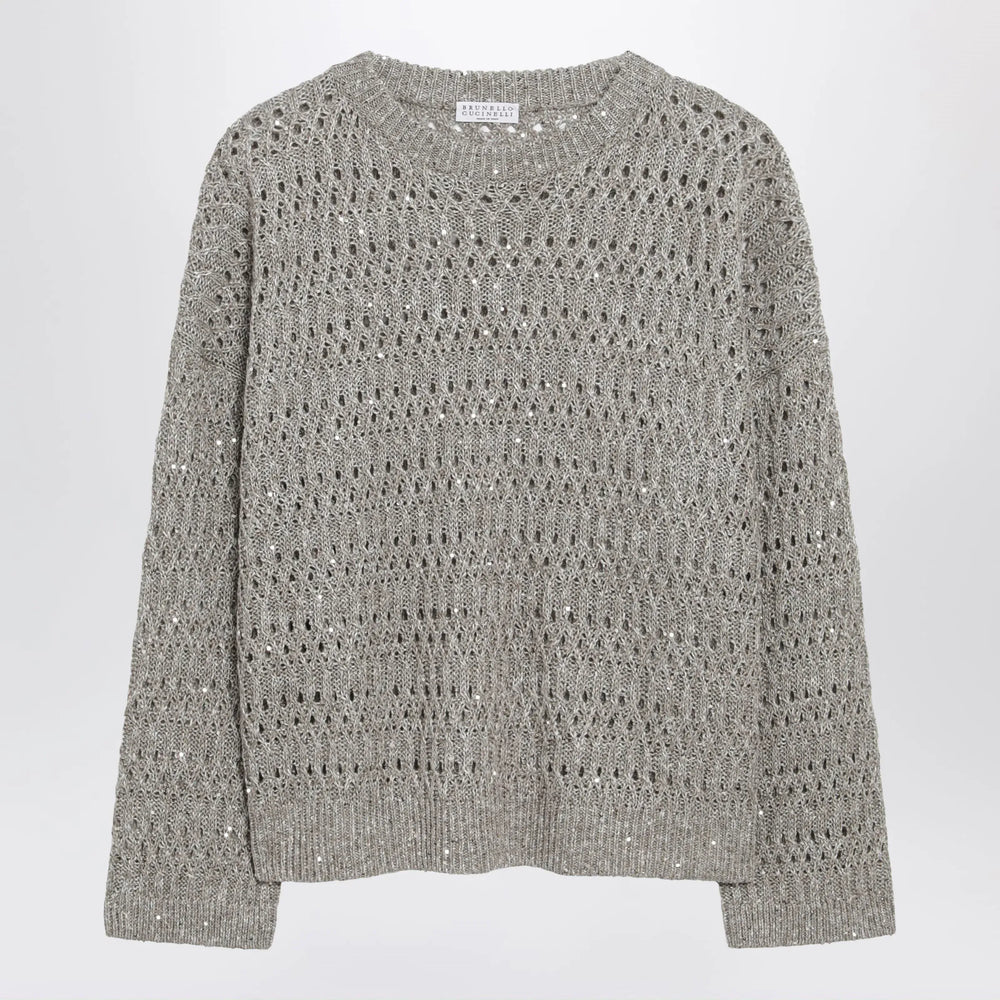Brunello Cucinelli - Crochet crewneck sweater with sequins Brand Sweater S
