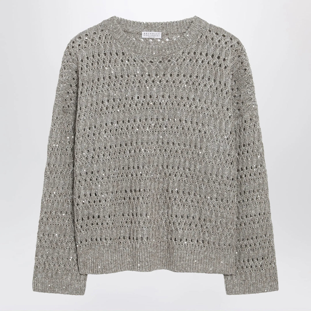 Brunello Cucinelli - Crochet crewneck sweater with sequins Brand Sweater S