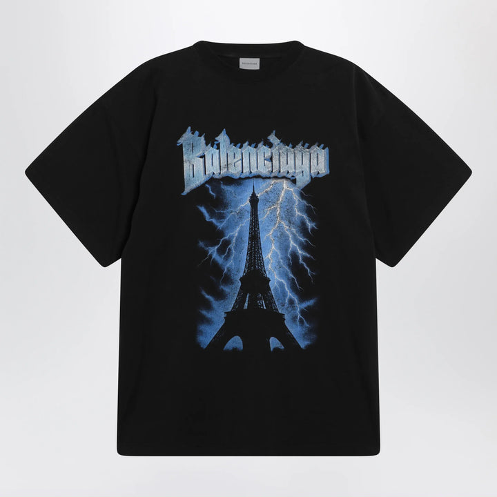 Balenciaga - Paris Thunderstorm oversized black T-shirt Brand T-Shirt L