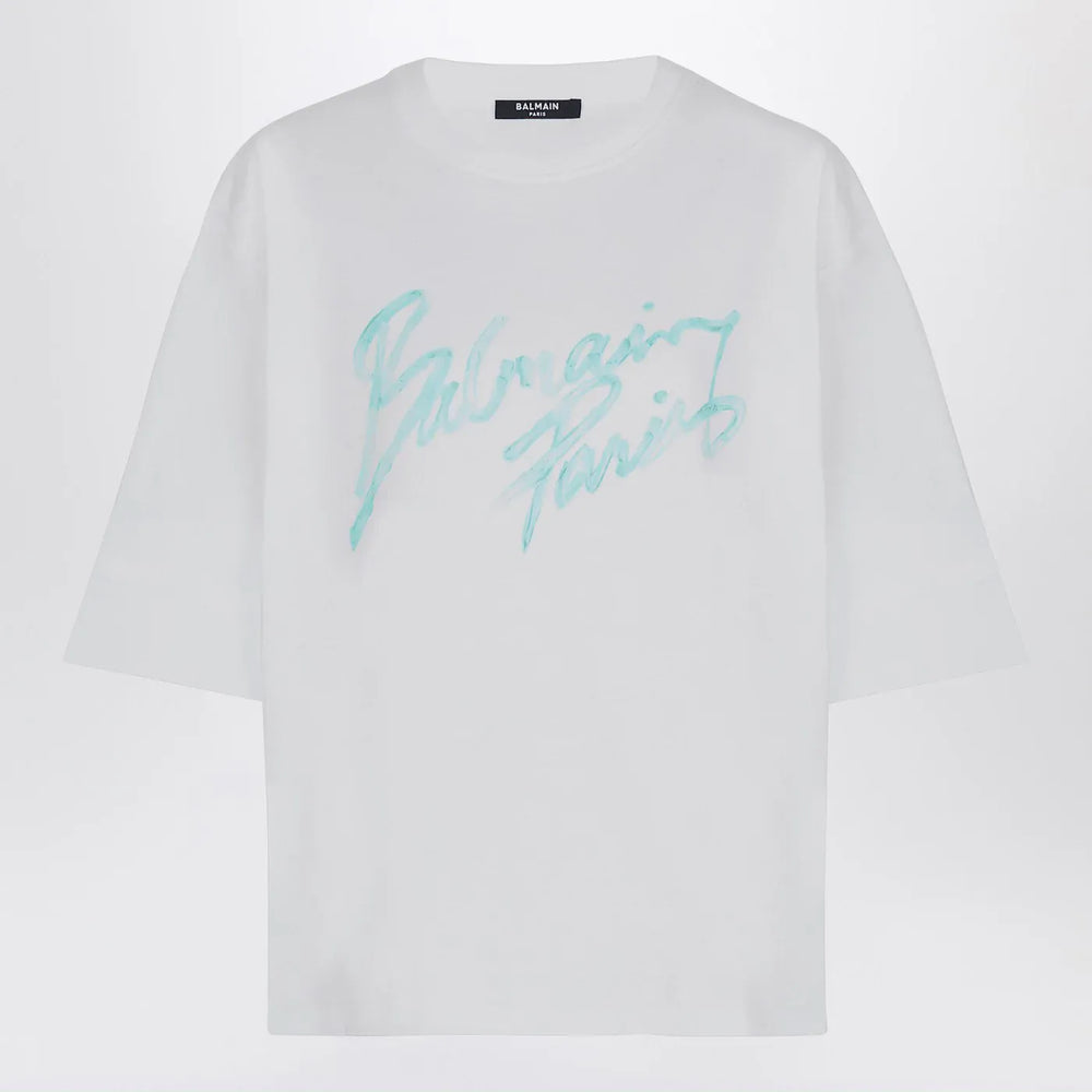 Balmain - Oversized white T-shirt with logo print Brand T-Shirt S