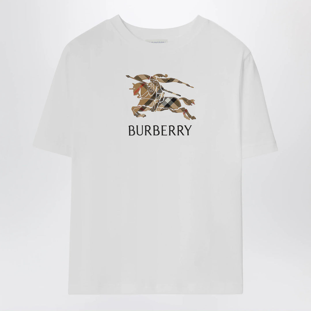 Burberry - White cotton T-shirt with EKD Check Brand T-Shirt 4Y