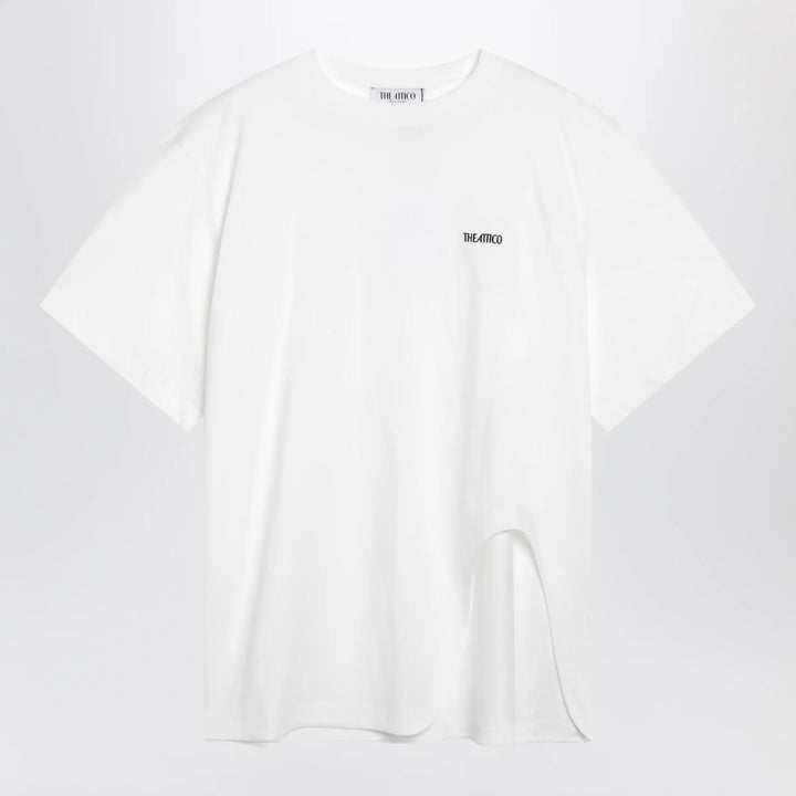 The Attico - Oversized cotton jersey T-shirt with cutout hem, white Brand T-Shirt 38  IT