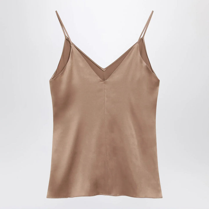 Brunello Cucinelli - Light beige silk-blend tank top Brand Tank