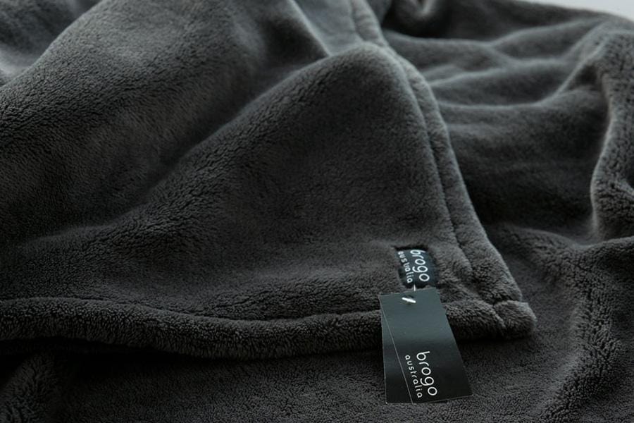 Brogo Throws Brogo Microfibre Supersoft Throw Charcoal Brand