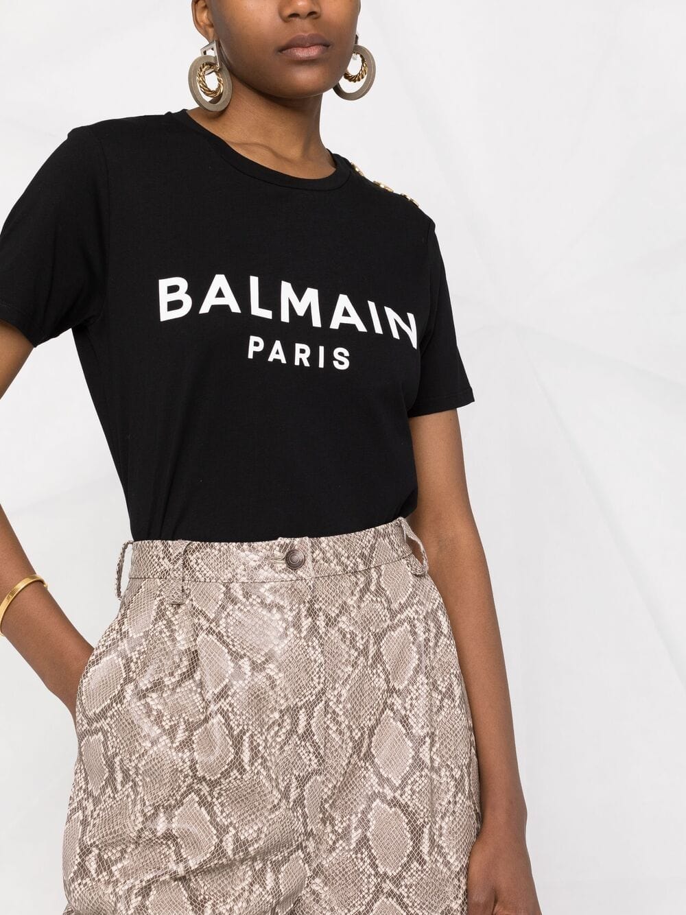 Balmain Topwear S Balmain Cotton T-shirt Balmain Black Cotton T-shirt Brand