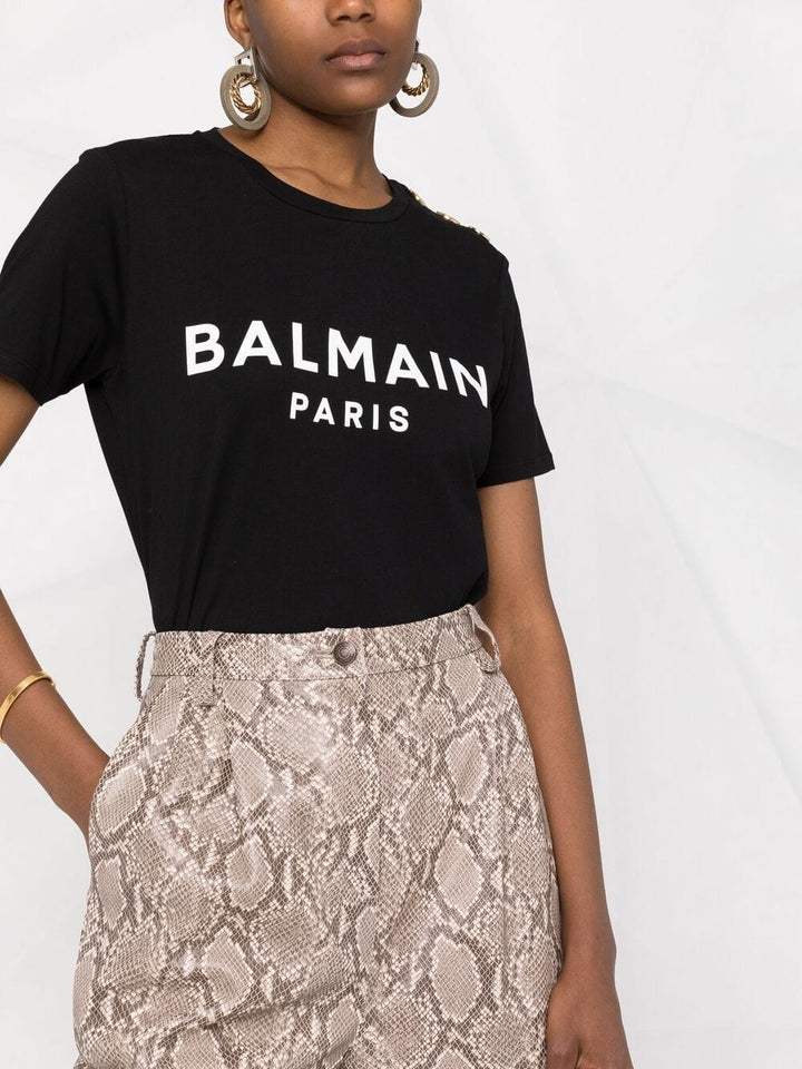 Balmain Topwear S Balmain Cotton T-shirt Balmain Black Cotton T-shirt Brand