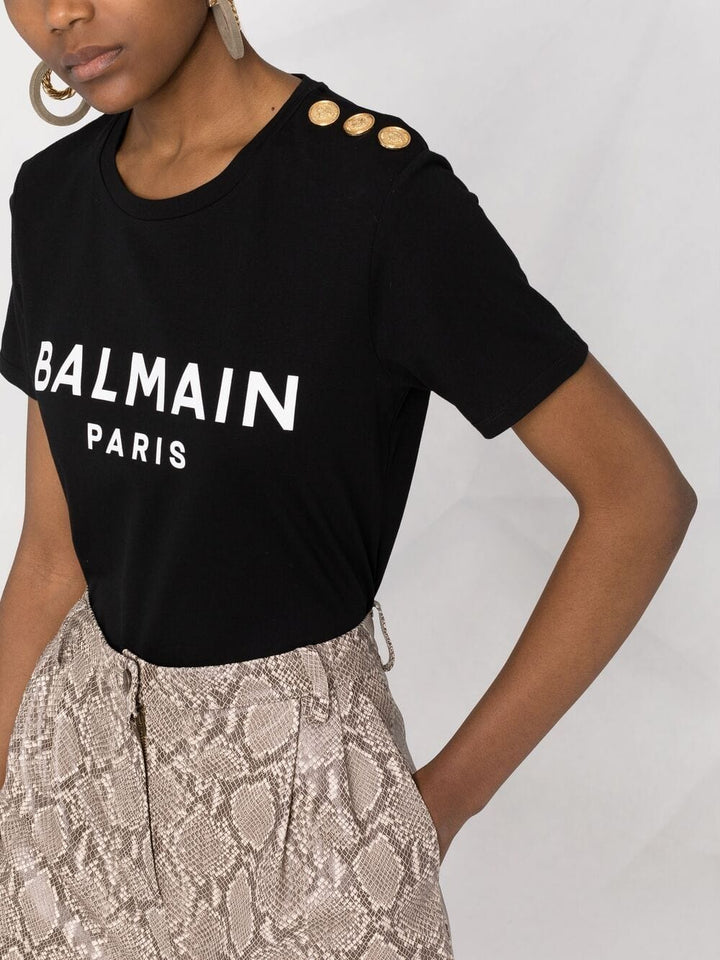 Balmain Topwear S Balmain Cotton T-shirt Balmain Black Cotton T-shirt Brand