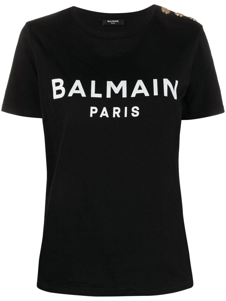 Balmain Topwear S Balmain Cotton T-shirt Balmain Black Cotton T-shirt Brand