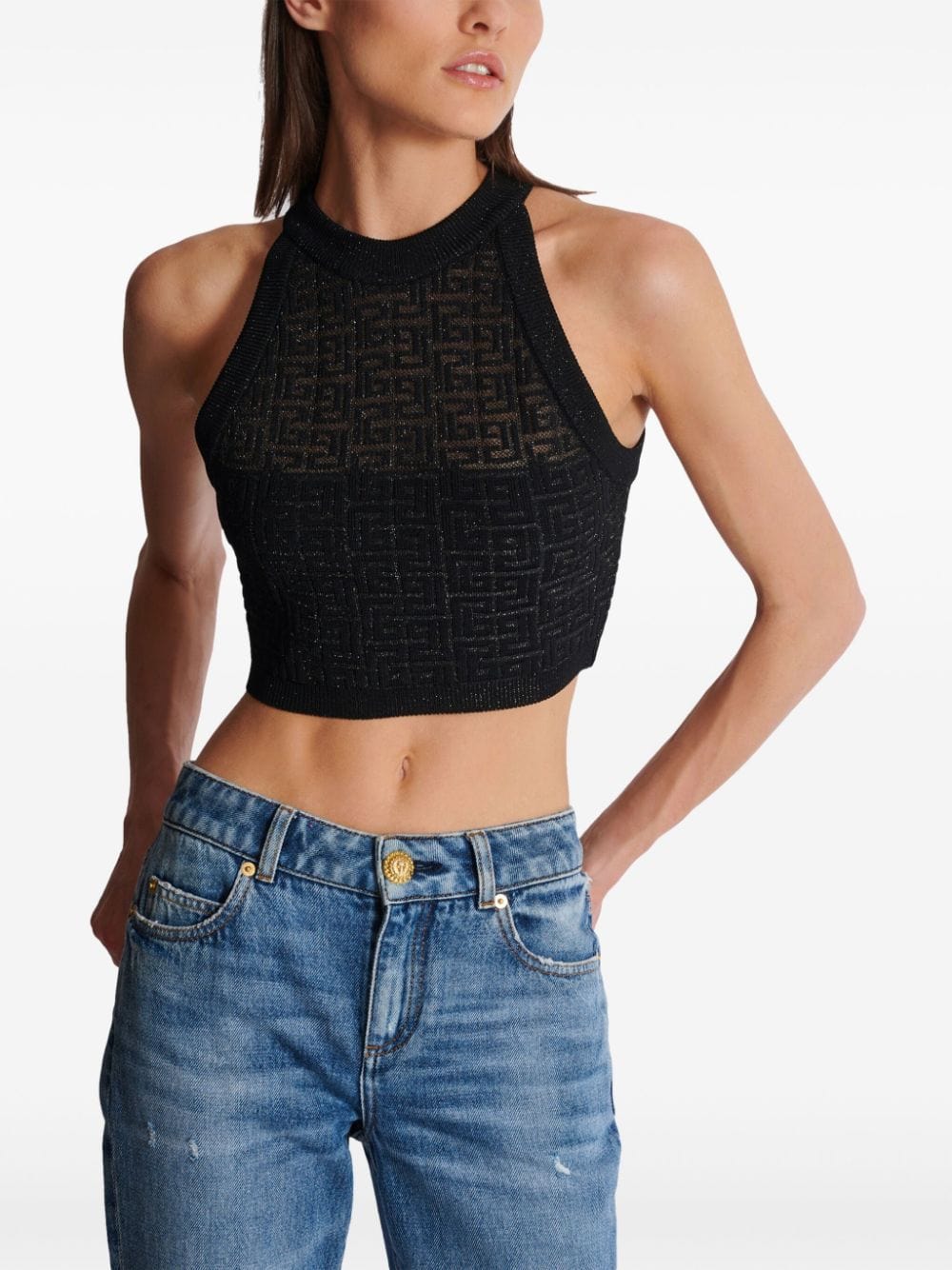 Balmain Topwear Balmain Halterneck Top Balmain Black Halterneck Top Brand