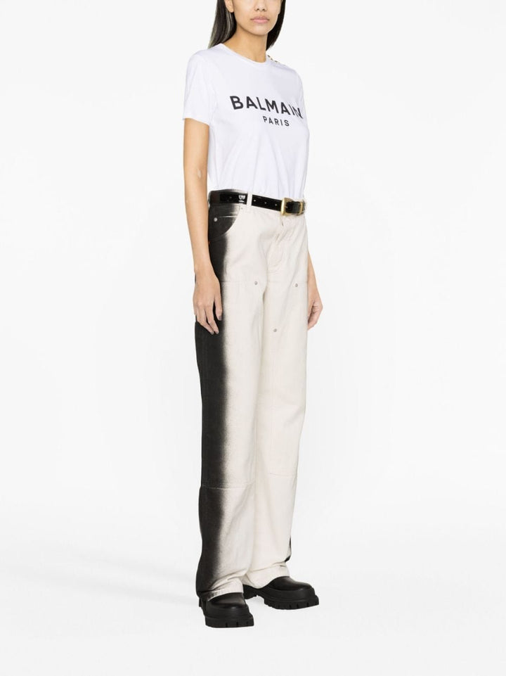 Balmain Topwear Balmain Logo T-Shirt Balmain Logo White T-Shirt Brand