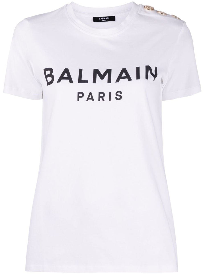 Balmain Topwear Balmain Logo T-Shirt Balmain Logo White T-Shirt Brand