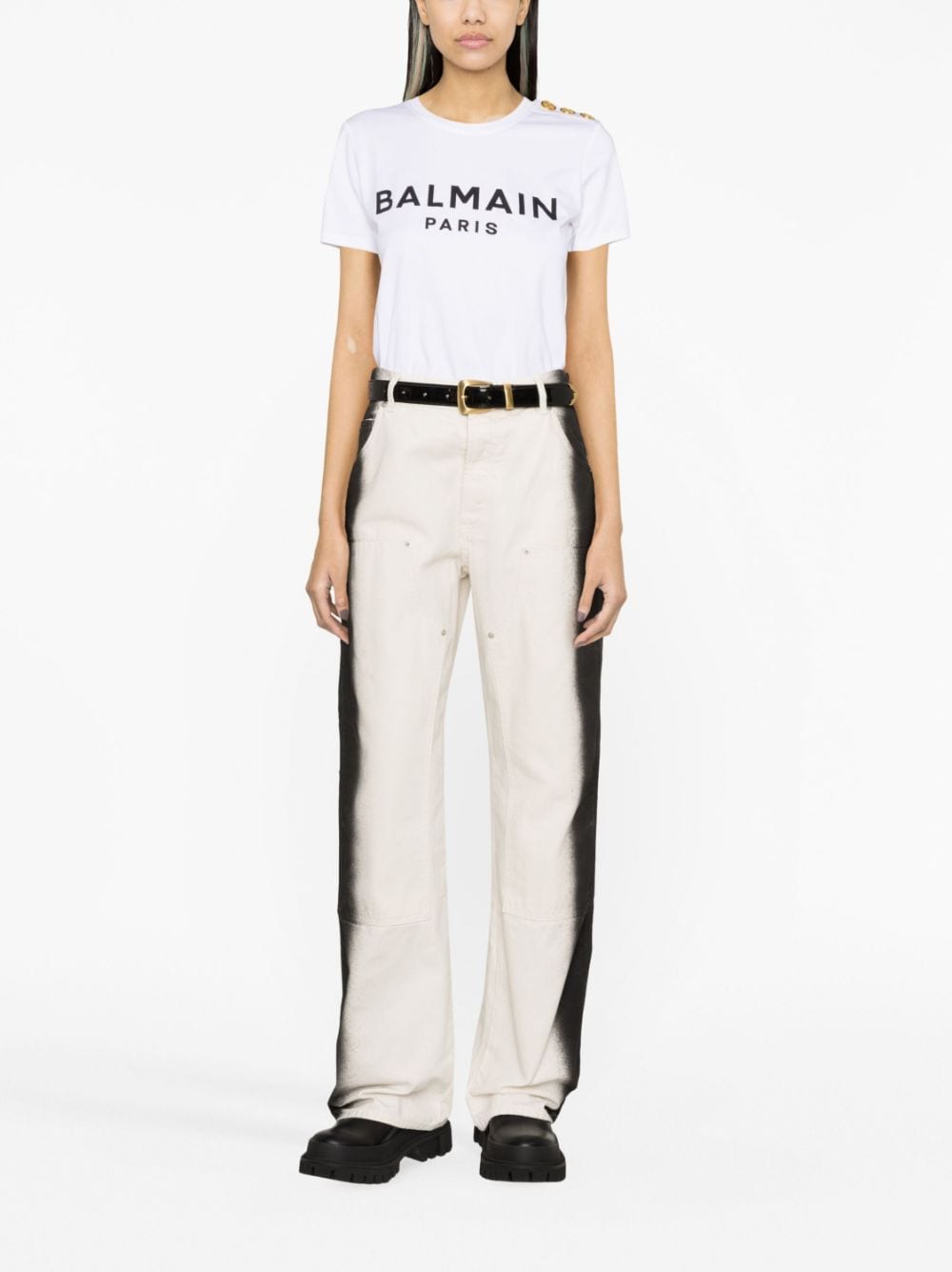 Balmain Topwear Balmain Logo T-Shirt Balmain Logo White T-Shirt Brand