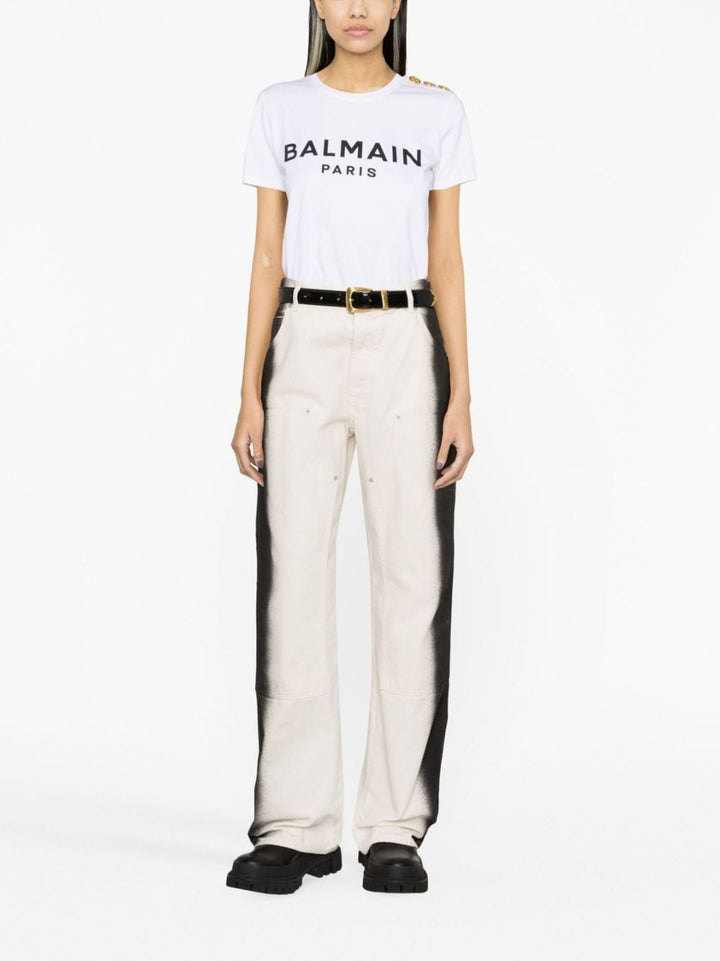 Balmain Topwear Balmain Logo T-Shirt Balmain Logo White T-Shirt Brand