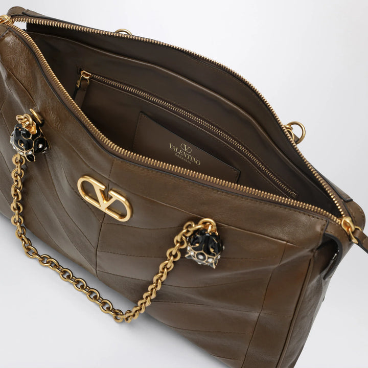 Valentino Garavani - Panthea bag in tundra-colored nappa leather with chevron pattern Brand U