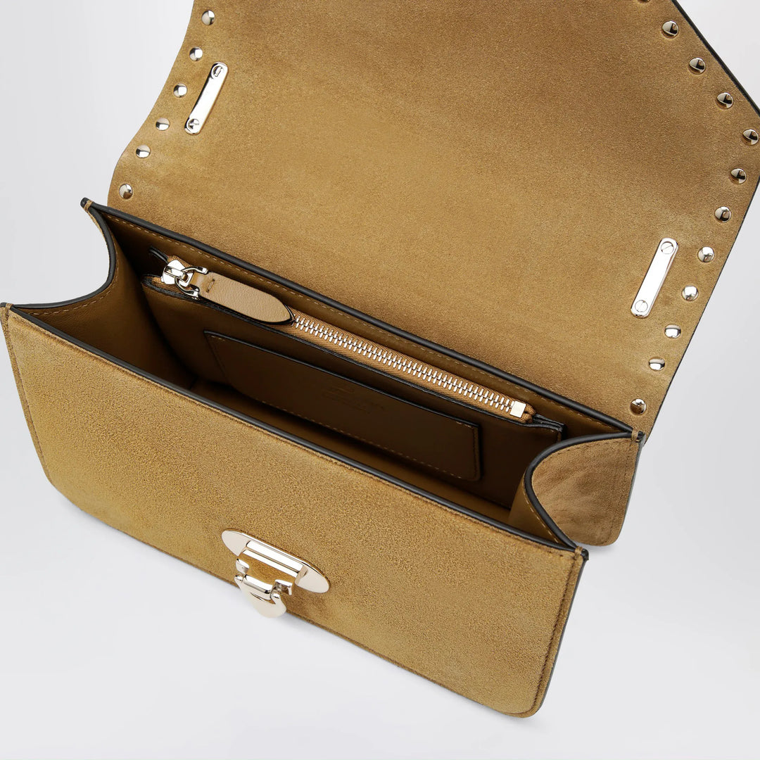Valentino Garavani - Rockstud Havana small crossbody bag in beige suede Brand U