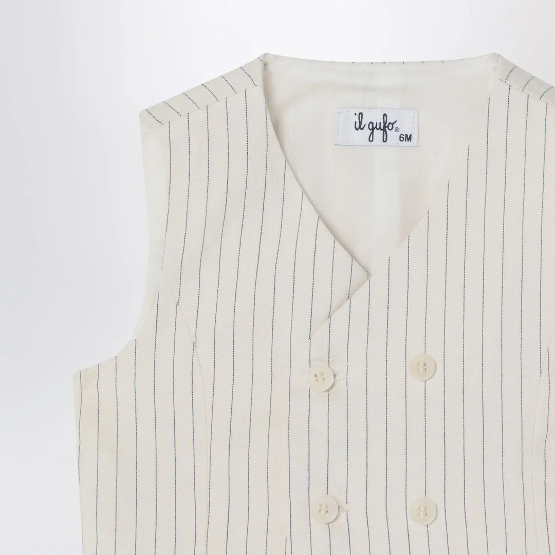 Il Gufo - Double-breasted vest in pinstriped cotton Brand Vests 18M