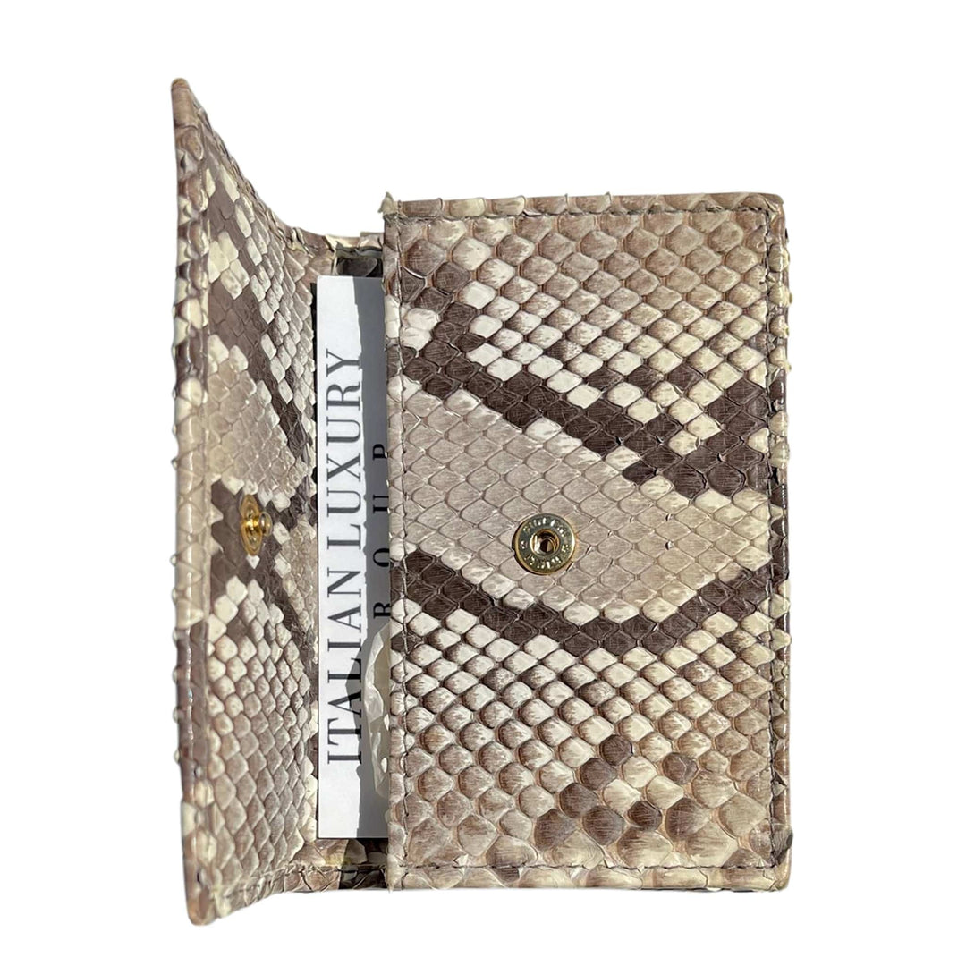 Italian Luxury Group Women's Wallet Python Small Leather Wallet Natural Colour Brand