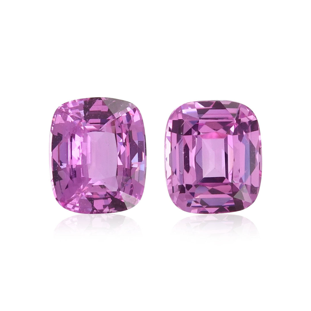 4.87 Carat Pink  Cushion Sapphires Pair