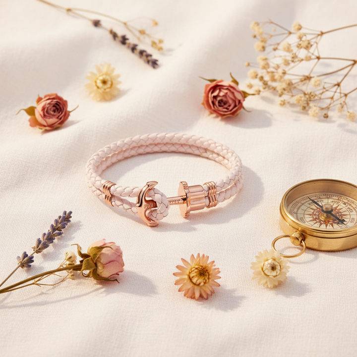 Paul Hewitt Phrep Leather Bracelet Rose Gold Pink Rose S